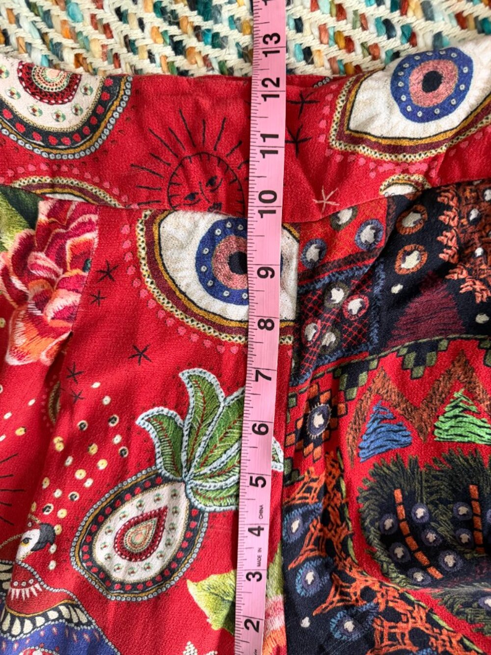 FARM Rio Mystic Red Mixed Print Wide Leg Pants Medium Boho Evil Eye - Picture 14 of 15